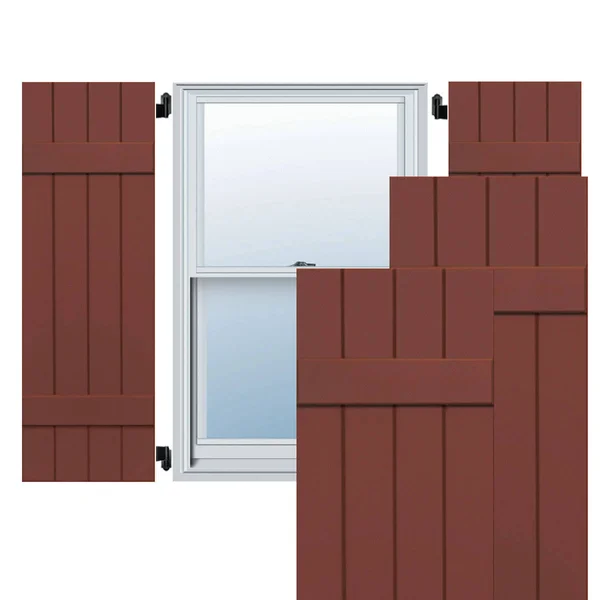 Ekena Millwork CWB15X060RWC 15x22W x 60x22H Exterior Four Board (2 Batten) Composite Board-n-Batten Shutters (Per Pair), Country