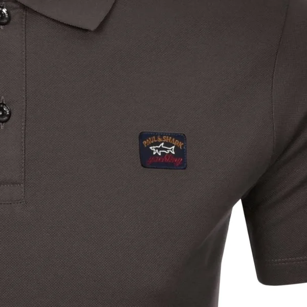 Paul & Shark Organic Cotton Piqué Polo with Iconic Badge - Brown