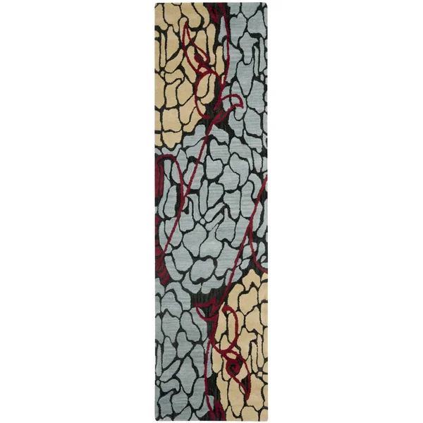 Safavieh Wyndham WYD321A Charcoal - Red Rug 7& 0x22 x 7& 0x22 Round