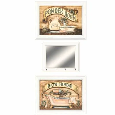 &Bath & Powder Room& by Becca Barton - 3 Piece Picture Frame Painting Print Set on Paper One Allium Way