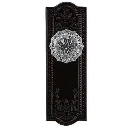 Nostalgic Warehouse 700569 Meadows Plate Single Dummy Crystal Glass Door Knob, Timeless Bronze