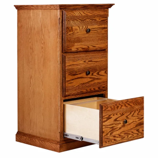 Forest Designs Traditional Three Drawer File Cabinet with Black Knobs Whitewash Oak