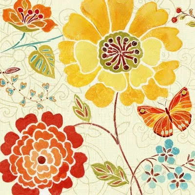 Framed Canvas Art (White Floating Frame) - Spice Bouquet III by Daphne Brissonnet ( Floral & Botanical > Flowers art)
