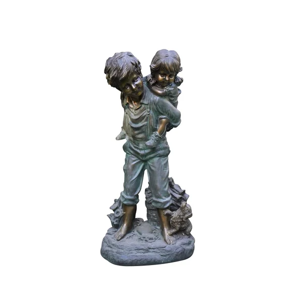 Alpine Boy Giving Piggyback Ride Statue