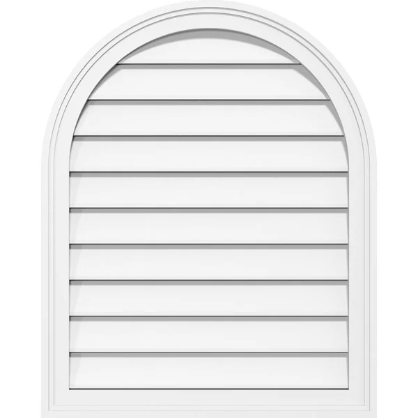 Ekena Millwork GVPRT40X2402SF 40x22W x 24x22H Round Top Surface Mount PVC Gable Vent: Functional - w/ 2x22W x 1-1/2x22P Brickmoul