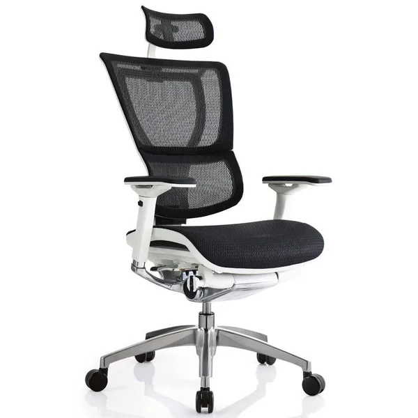 Modern Ioo Mesh Swivel Chair with Headrest White Frame