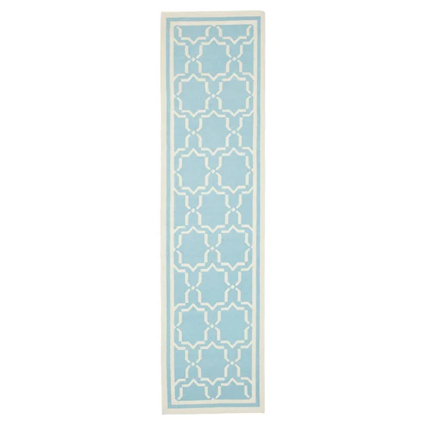 Safavieh Dhurries DHU545B 2&6x22 x 10&0x22 Runner Light Blue - Ivory Area Rug
