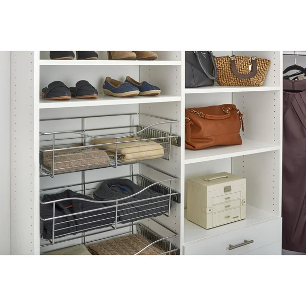 Rev-A-Shelf 24 in. x 7 in. Chrome Closet Pull-Out Basket - Grey
