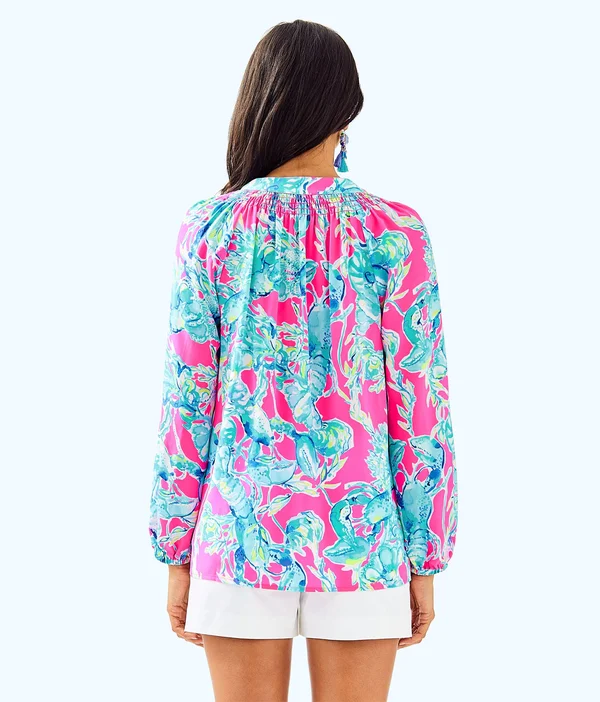 Lilly Pulitzer Elsa Top Women's Blouse Raz Berry Lobsters in Love : Xxs