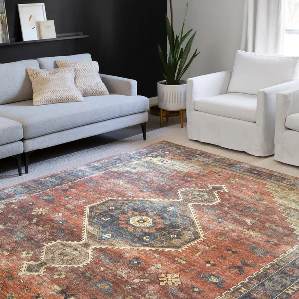 Alexander Home Leanne Transitional Aztec Vintage Printed Area Rug - 5&0x22 x 7&6x22