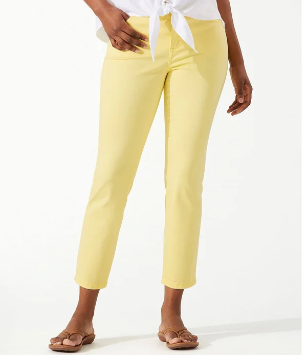 Tommy Bahama Boracay Beach Cotton-Blend Stretch Sateen Hi-Rise Ankle Jeans, Womens, 2, Radiant Sun