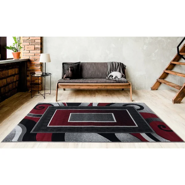 MDA Home Glamour Red/Black Polypropylene Area Rug - 8&1x22 x 10&5x22