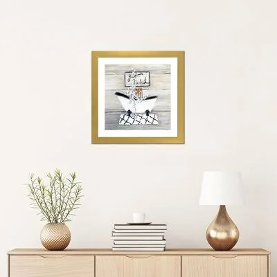 Get Naked by Sally Swatland - Graphic Art Print iCanvas Format: Gold Framed Paper - Size: 16x22 H x 16x22 W x 1x22 D, Matte Color