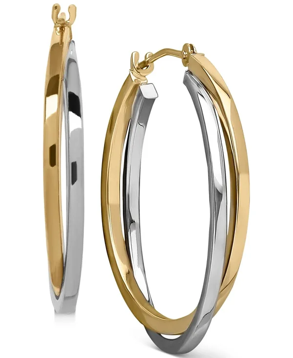 Intertwined Hoop Earrings in Two-Tone 14K Yellow & White Gold