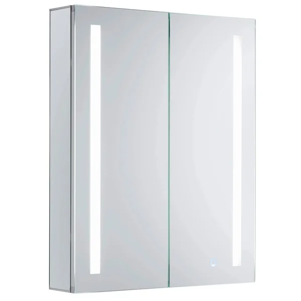 Bathroom Medicine Cabinet, Aluminum, Recessed/Surface Mount, 24 inch x 30 inch, 2 Door Hinged, Mirrored w/ 2 LED Strips, Size: 2