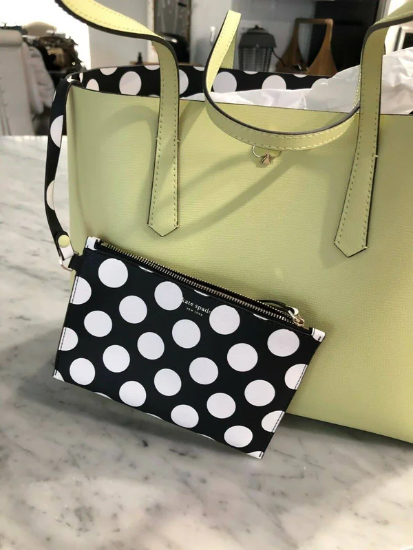 Kate Spade New York Molly Bikini Dot Pop Large Tote Lemon Sorbet