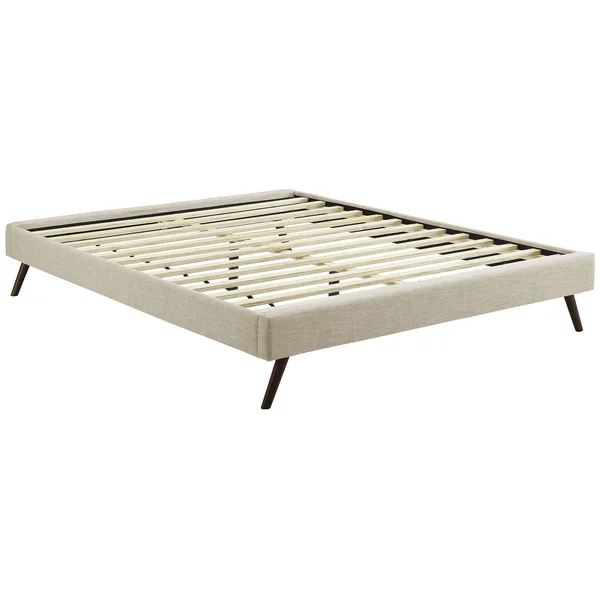 Modway Loryn King Fabric Bed Frame with Round Splayed Legs - Beige