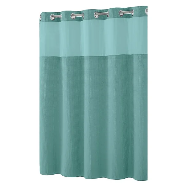 Hookless Waffle 54x22 x 80x22 Stall Fabric Shower Curtain in Sea Blue