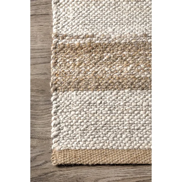 The Curated Nomad Konoval Jute Cotton Flatweave Stripe Area Rug - 5& x 8&