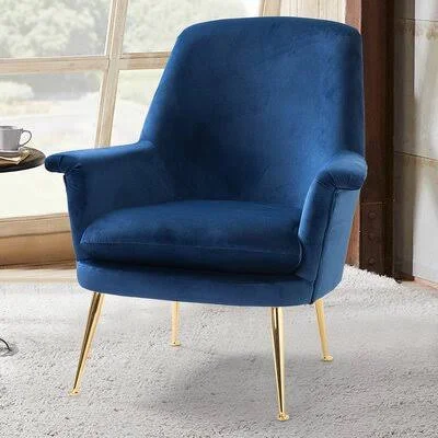 Wachter 30.1x22 Wide Velvet Armchair Everly Quinn Fabric: Navy
