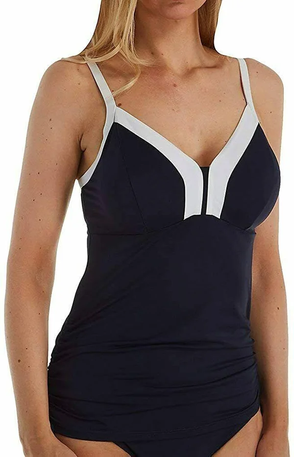 Panache Catarina Underwire Tankini Top - Womens - Midnight, White - 36H