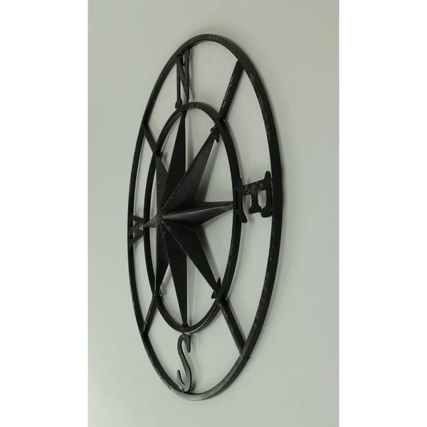 Distressed Metal Compass Rose Indoor/Outdoor Wall Hanging - White