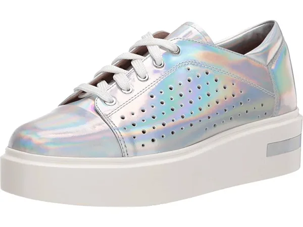 Linea Paolo Kendra Sneaker Women's Shoes Silver Iridescent Metallic : 7.5 M