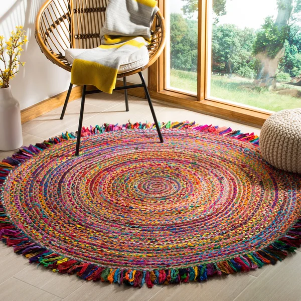 Safavieh Cape Cod CAP206A Area Rug Ivory, Red 5& x 5& Round