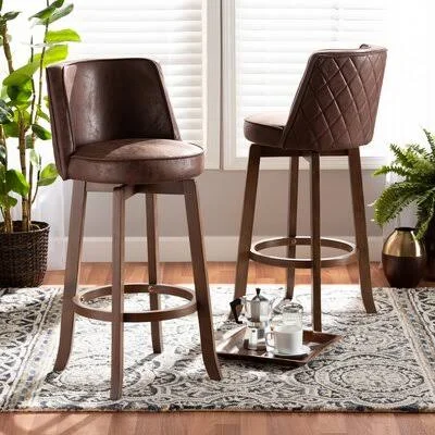 Gouveia Swivel 30.1x22 Bar Stool Lark Manor Upholstery: Brown