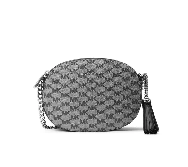 Michael Kors Studio Ginny Black MK Signature Medium Crossbody Messenger Bag