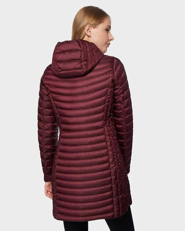 32 Degrees Women's Ultra-Light Long Packable Down 3/4 Jacket Darkest Spruce - XL