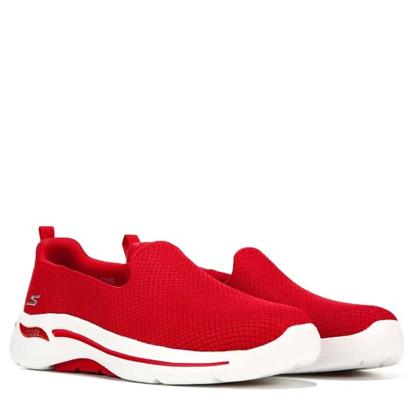 Skechers Women's GOwalk Arch Fit - Grateful Slip-On Walking Shoes, Red, 7.0