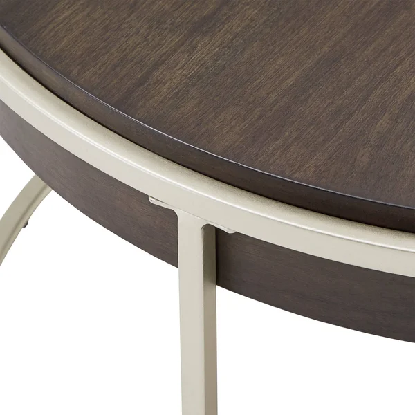 Ervyn Wood and Metal Round Coffee Table Walnut - Inspire Q