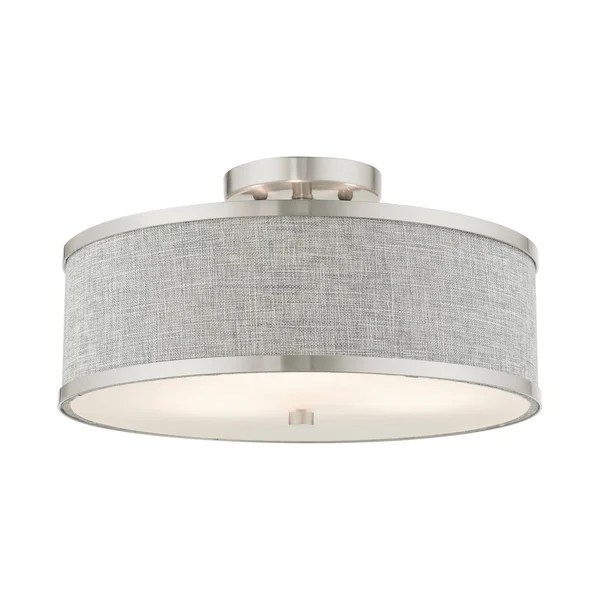 Livex Lighting Park Ridge 3 Light Brushed Nickel Semi Flush Mount 60423-91