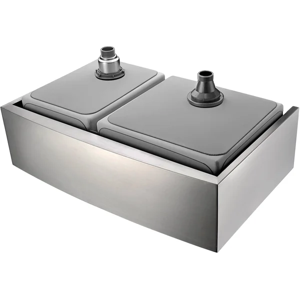 Anzzi KAZ3320-031 Elysian Farmhouse 33 in. Double Bowl Kitchen Sink with Accent Faucet in Polished Chrome