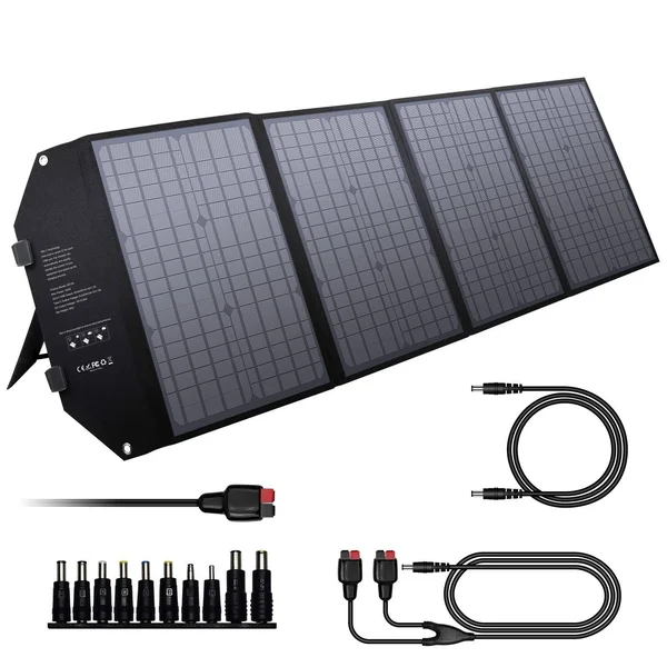 Enginstar 100W Foldable Solar Panel Charger with 18V DC Outlet for Portable Power Stations Jackery/Rockpals/Flashfish, Portable
