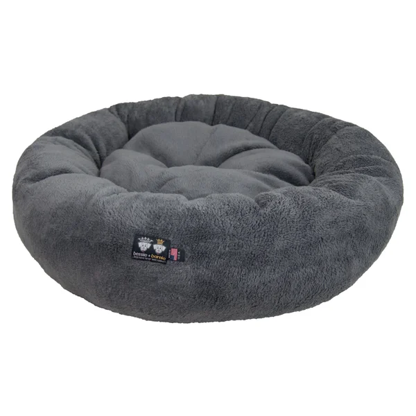 Bessie and Barnie Ultra Plush Deluxe Comfort Pet Dog & Cat Grey Snuggle Bed - Size: MD - 30 inch