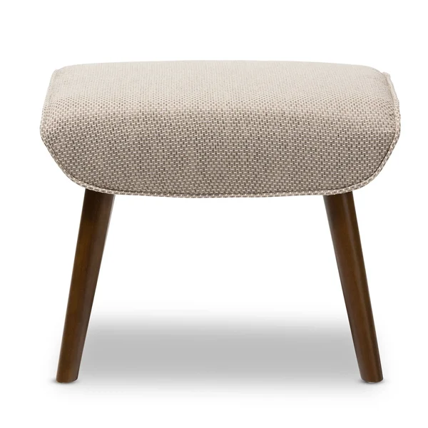Baxton Studio Nola Mid-Century Inspired Beige Fabric Upholstered Stool