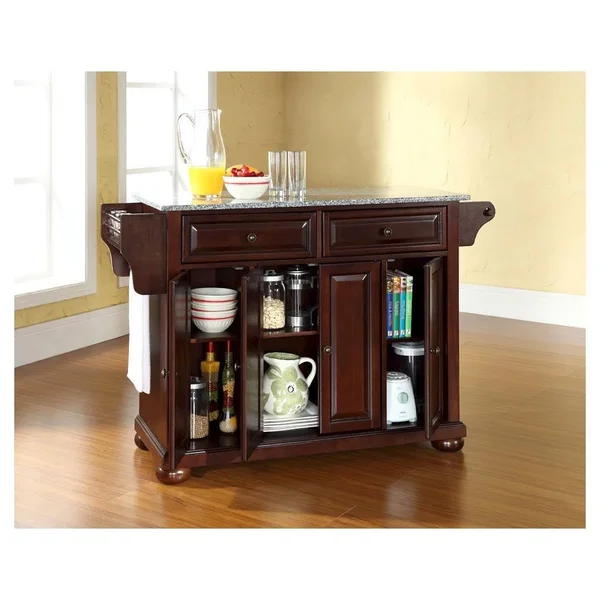 Crosley Furniture Alexandria Solid Granite Top Kitchen Island - Mahogany, 52" x 34" x 18"