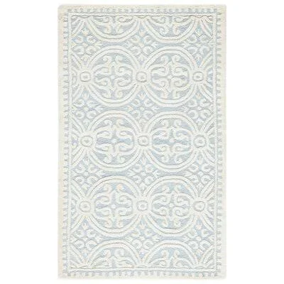 Ilion Hand-Tufted Wool Light Blue/Ivory Area Rug Winston Porter Rug Size: Rectangle 3' x 5'