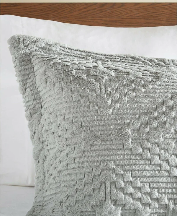 Woolrich - Teton Embroidered Plush Coverlet Set - Grey - Full/Queen