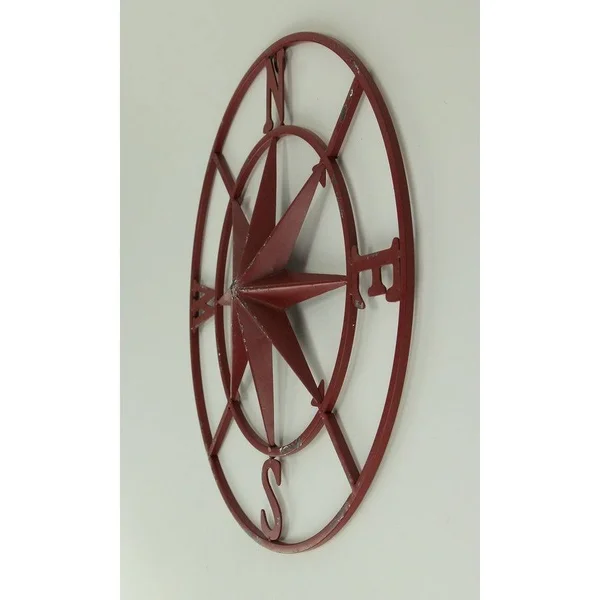 Distressed Metal Compass Rose Indoor/Outdoor Wall Hanging - White