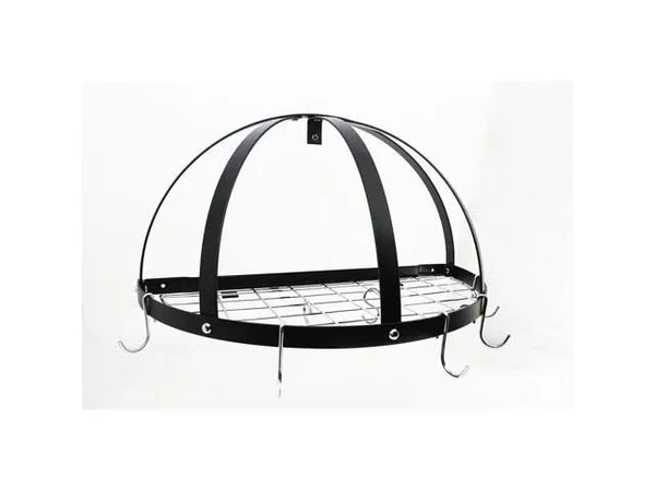 Rogar Half Dome Pot Rack with Grid in Chrome & Black