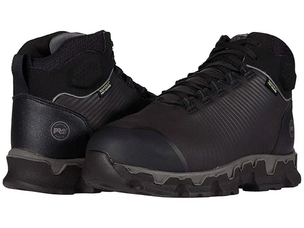 Timberland Pro Boots: Men's A1XKC Black Powertrain Sport Alloy Toe Met Guard Work Boot