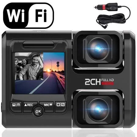 Uber Dual Dash Cam F1.8 Infrared Night Vision Car Driving Recorder FHD Dual 1920x1080p Front and Cabin Dash Camera 180 Rotation
