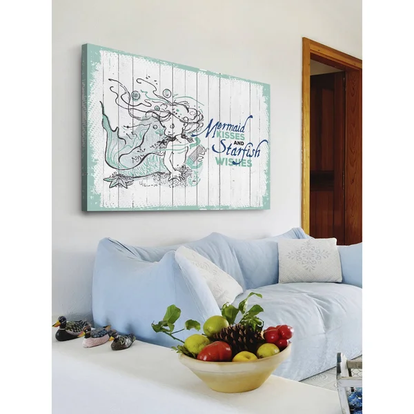 Marmont Hill - Mermaid Kisses 2x22 Painting Print on Wrapped Canvas - 60x22 x 40x22