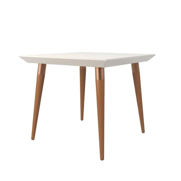 Manhattan Comfort Utopia 35.43x22 Modern Beveled Square Dining Table with Glass Top - Off-White