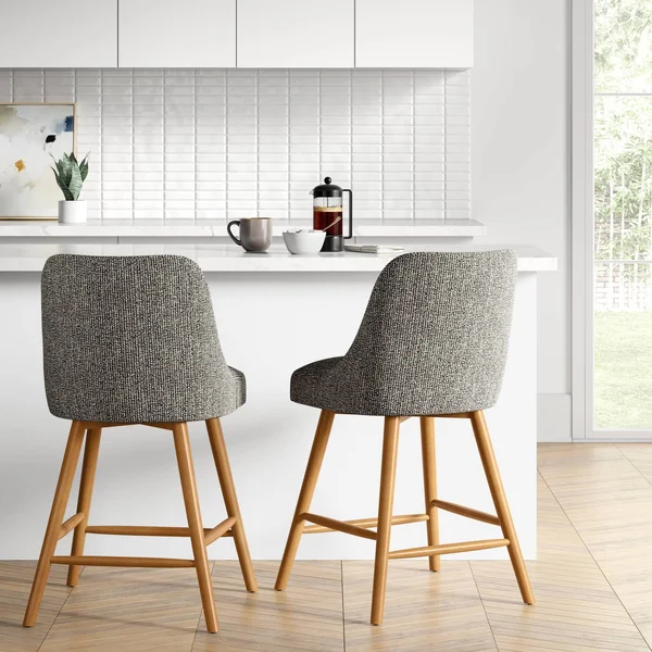 Geller Upholstered Counter Height Barstool Black/Cream - Project 62