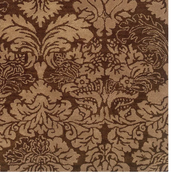 Linon Florence Damask Wool Rug, Brown