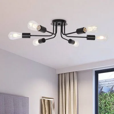 Ishkhan 6 -Light 23.03x22 Semi Flush Mount 17 Stories Fixture Finish: Black